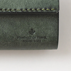 不折鈔票三折皮夾（小）【綠色】品牌男士女士鑰匙緊湊型皮革皮革 第3張的照片