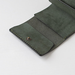 使いやすい 三つ折り 財布 小さい 【グリーン】 ブランド メンズ レディース 鍵 コンパクト レザー 革 5枚目の画像