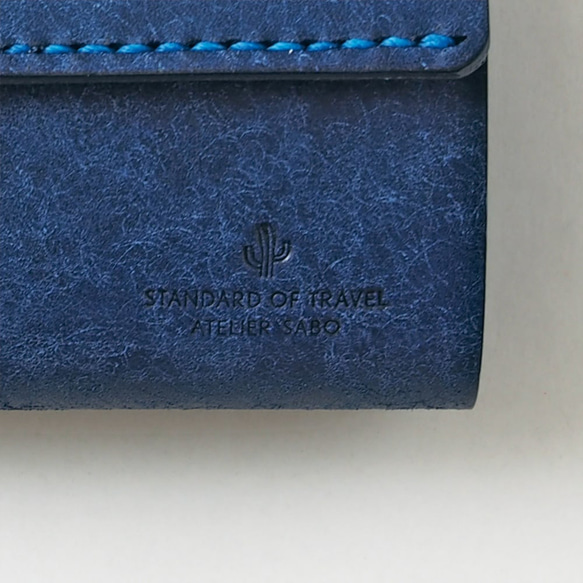 三折皮夾，不折疊鈔票，小號 [藍色] 品牌男士女士鑰匙緊湊型皮革皮革 第4張的照片