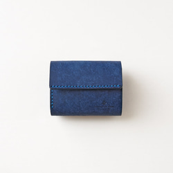 使いやすい 三つ折り 財布 小さい 【ブルー】 ブランド メンズ レディース 鍵 コンパクト レザー 革 1枚目の画像