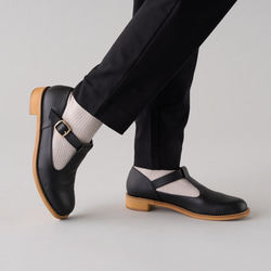 Tストラップシューズ （リサイクル素材）黒、Dブラウン 8枚目の画像