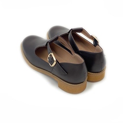 Tストラップシューズ （リサイクル素材）黒、Dブラウン 7枚目の画像