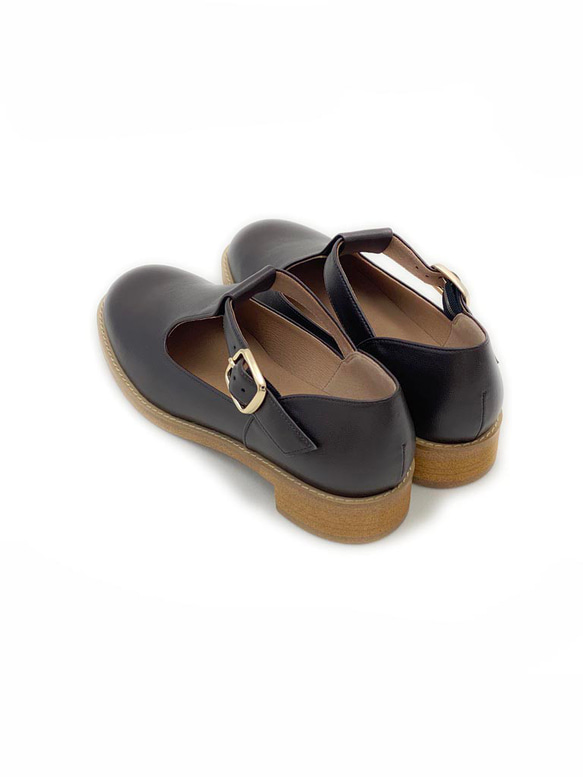 Tストラップシューズ （リサイクル素材）黒、Dブラウン 7枚目の画像