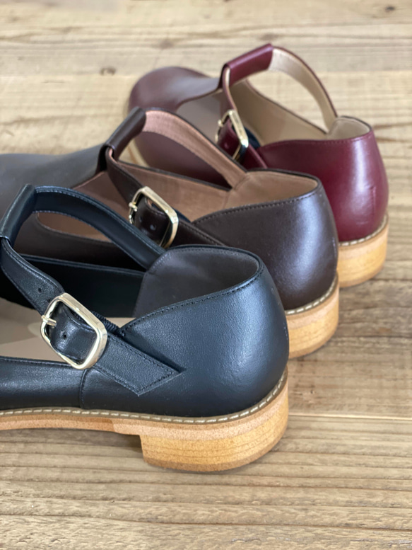 Tストラップシューズ （リサイクル素材）黒、Dブラウン 13枚目の画像