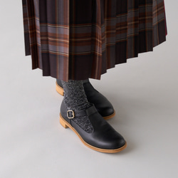 Tストラップシューズ （リサイクル素材）黒、Dブラウン 6枚目の画像