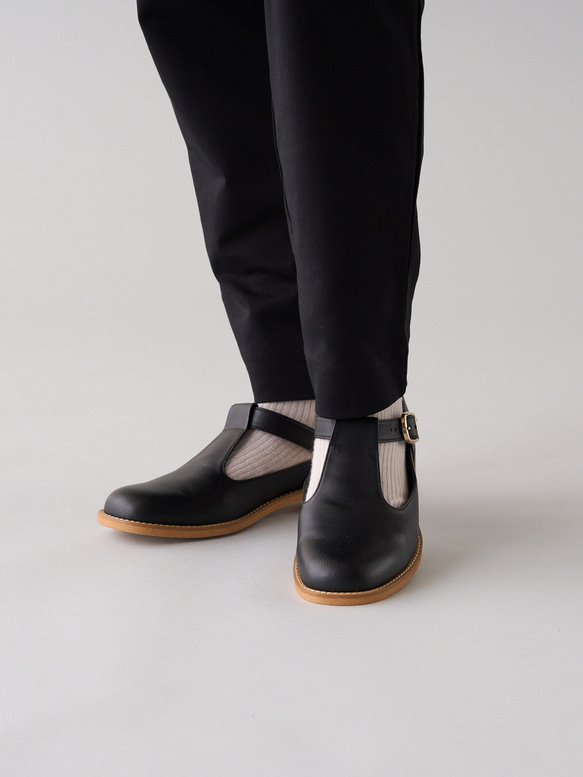 Tストラップシューズ （リサイクル素材）黒、Dブラウン 11枚目の画像