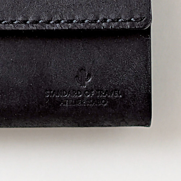 不折疊鈔票小三折皮夾【黑色】品牌男士女士鑰匙緊湊型皮革皮革 第3張的照片