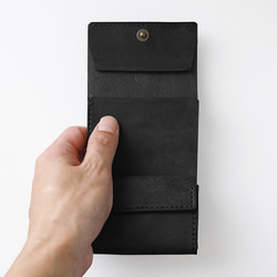 使いやすい 三つ折り 財布 小さい 【ブラック】 ブランド メンズ レディース 鍵 コンパクト レザー 革 6枚目の画像