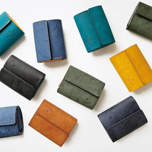 使いやすい 三つ折り財布 【グリーン×ブラウン】 革 メンズ レディース レザー 三つ折り財布 ATELIER SABO  通販｜Creema(クリーマ) 16693661