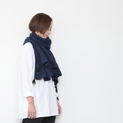 Husahusa big stole / navy 1枚目の画像