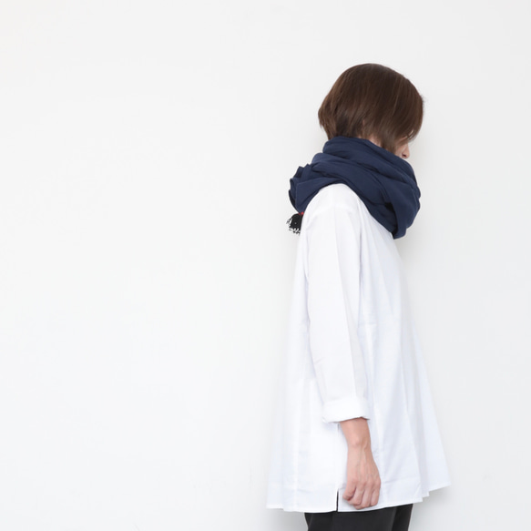 Husahusa big stole / navy 3枚目の画像