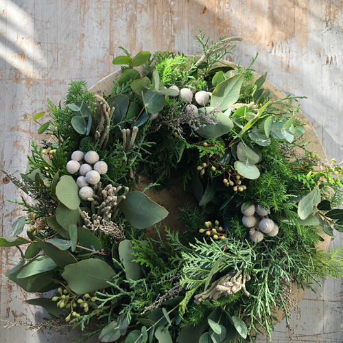 大きめ30㎝森のリース　針葉樹とユーカリの実のコニファーリース 大きめ30㎝森のリース 針葉樹とユーカリの実のコニファーリース 大きめ30