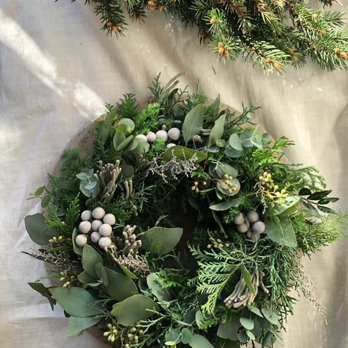 受注制作 】ユーカリとコニファーのフレッシュリース＊* リース Chêne