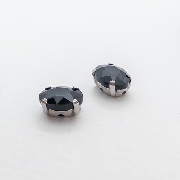 ＊15個＊ ガラス ラインストーン 8x6x4mm ジェット 真鍮セッティング オーバル bj013 2枚目の画像