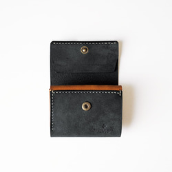 使いやすい 三つ折り 財布 小さい 【ブラック×ブラウン】 ブランド メンズ レディース 鍵 コンパクト 革 2枚目の画像
