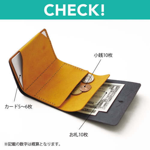 お札を折らない ミニ財布 【イエロー】 革 メンズ レディース レザー