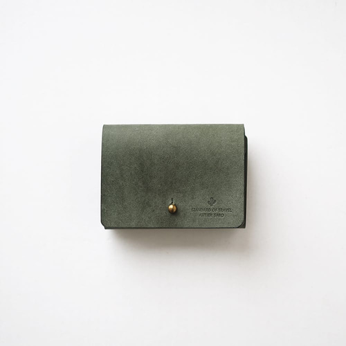 お札を折らない ミニ財布 【グリーン】 革 メンズ レディース レザー
