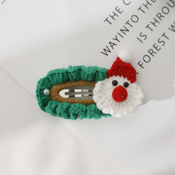 5-in-1 クリスマス手編みヘアピン サンタクロースのヘアピン ウールのかぎ針編みの頭飾り 甘いヘアアクセサリー 6枚目の画像