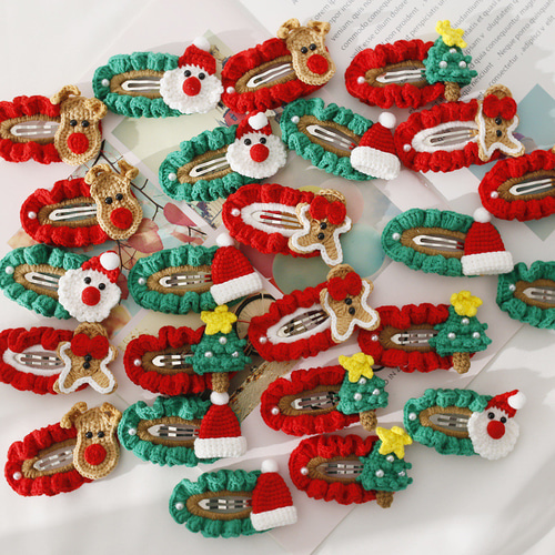 5-in-1 クリスマス手編みヘアピン サンタクロースのヘアピン