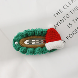5-in-1 クリスマス手編みヘアピン サンタクロースのヘアピン ウールのかぎ針編みの頭飾り 甘いヘアアクセサリー 2枚目の画像
