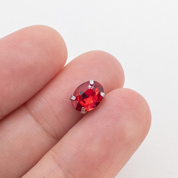 ＊15個＊ ガラス ラインストーン 8x6x4mm ライトシャム 真鍮セッティング オーバル bj029 4枚目の画像