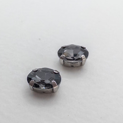 ＊15個＊ ガラス ラインストーン 8x6x4mm ブラックダイヤモンド 真鍮セッティング オーバル bj030 2枚目の画像