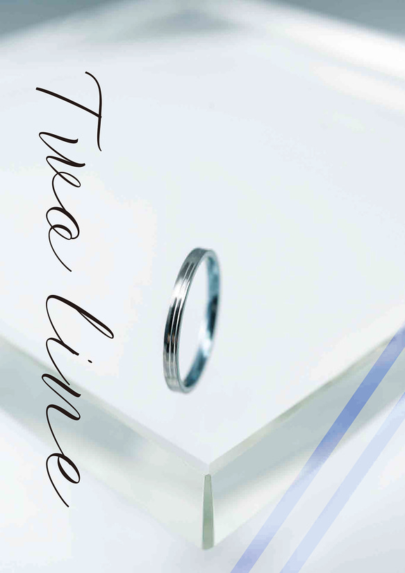 ≪オーダー専用»「Twoline＆blue」チタンリング  細指輪 SkinnyRing　 7枚目の画像