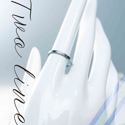 ≪オーダー専用»「Twoline＆blue」チタンリング  細指輪 SkinnyRing　 4枚目の画像