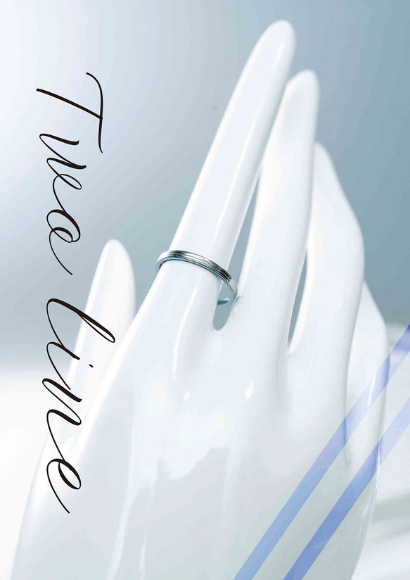 ≪オーダー専用»「Twoline＆blue」チタンリング  細指輪 SkinnyRing　 4枚目の画像