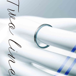 ≪オーダー専用»「Twoline＆blue」チタンリング  細指輪 SkinnyRing　 2枚目の画像
