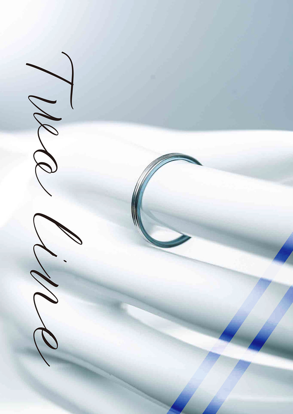 ≪オーダー専用»「Twoline＆blue」チタンリング  細指輪 SkinnyRing　 2枚目の画像