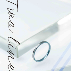 ≪オーダー専用»「Twoline＆blue」チタンリング  細指輪 SkinnyRing　 1枚目の画像