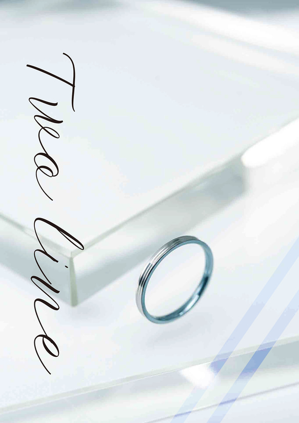 ≪オーダー専用»「Twoline＆blue」チタンリング  細指輪 SkinnyRing　 1枚目の画像