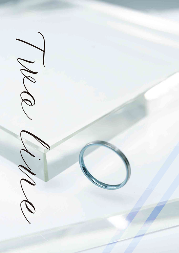≪オーダー専用»「Twoline＆blue」チタンリング  細指輪 SkinnyRing　 5枚目の画像