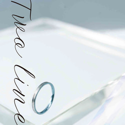 ≪オーダー専用»「Twoline＆blue」チタンリング  細指輪 SkinnyRing　 3枚目の画像