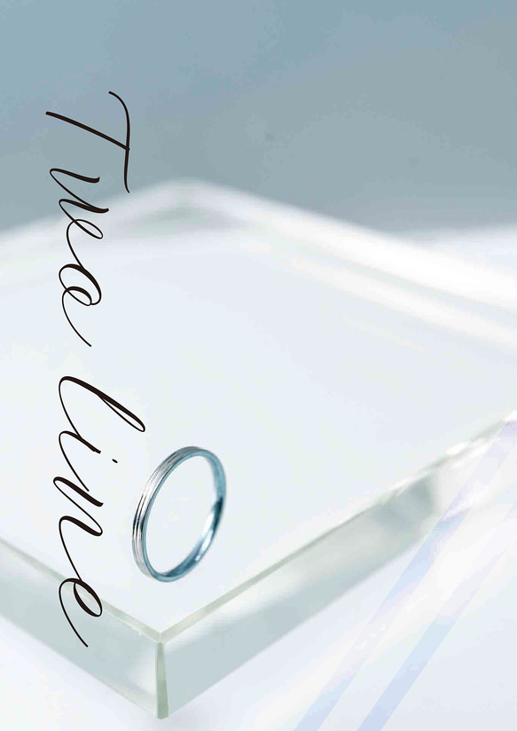 ≪オーダー専用»「Twoline＆blue」チタンリング  細指輪 SkinnyRing　 3枚目の画像