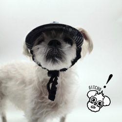 ドッグキャップ-ドッグキャップ-インディゴ　パッチワークカード（耳出し）犬用帽子 13枚目の画像
