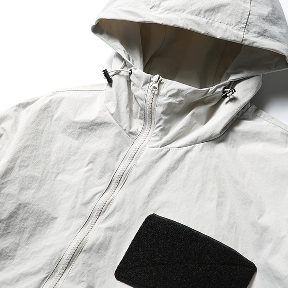 秋冬新品 フード付きジャケット メンズ 無地 レトロ アウトドアアウターコート 黒 白 7枚目の画像