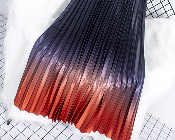 夜空を泳ぐマーメイドスカート グラデーション プリーツ - Fomalhaut(全7色) 3枚目の画像