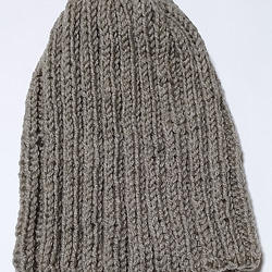 ハンドメイド　手編み　ニット帽　ビーニー　チャコールグレー　男女兼用 6枚目の画像