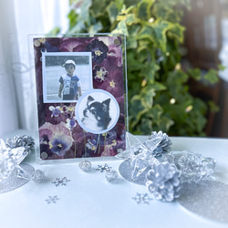雪の結晶と紫ビオラのクリスマスオーナメント 6枚目の画像