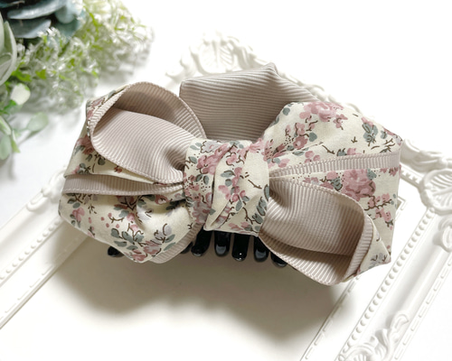 ふんわり 大人 リボン バンスクリップ 大きめ ヘアクリップ 上品