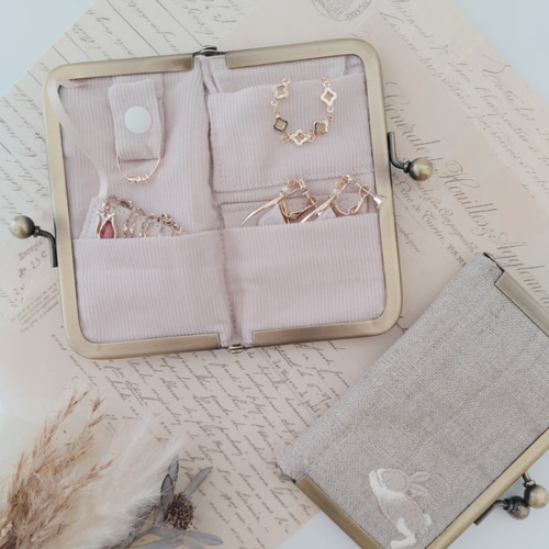 数量限定カラー】ふんわりやわらか リネンのアクセサリーケース 携帯用