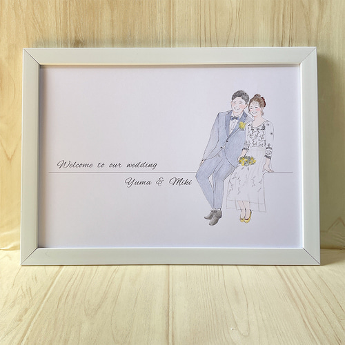 似顔絵ウェルカムボード 結婚式 柔らかい雰囲気のオシャレな