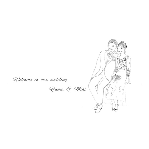 似顔絵ウェルカムボード 結婚式 線画 シンプル 送料無料