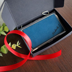 ☆ Loloma 皮革名片夾 ☆ 皮革不銹鋼姓名可輸入聖誕節生日就業禮物畢業禮品卡盒日本製造 第10張的照片