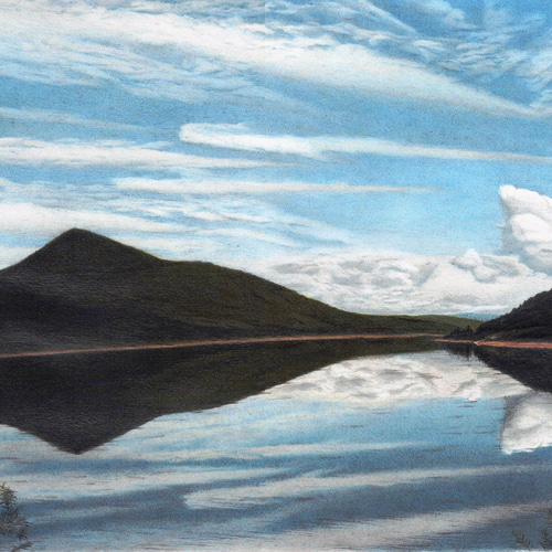 アート 絵画 色鉛筆 「かなやま湖の水鏡」 絵画 Gravity Art Gallery