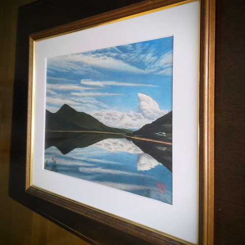 アート 絵画 色鉛筆 「かなやま湖の水鏡」 絵画 Gravity Art Gallery