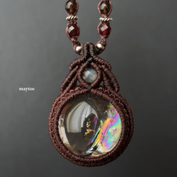 14kgfチャーム入り☆7色天然石のお守りマクラメブレスレット