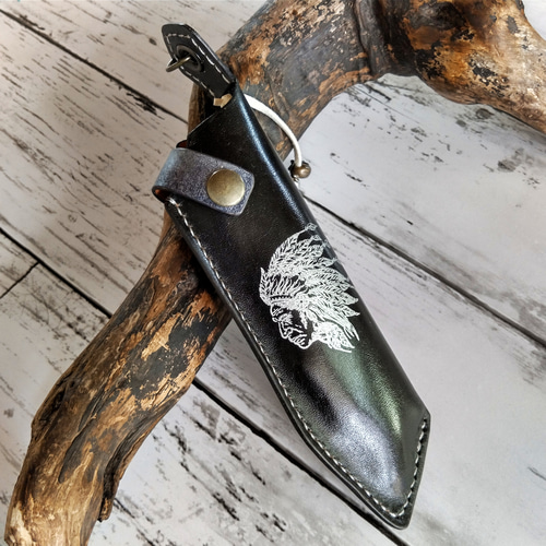 ナイフケース】手染めブラック インディアン仕様 その他ケース TEN